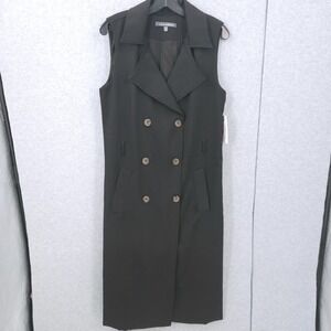 Julia Jordan Sleeveless A Line Button Black Jacket Dress Womens Size 10 READ